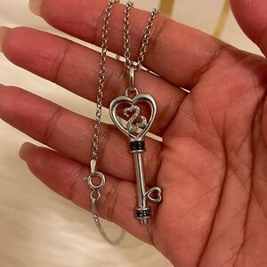 Open Hearts by Jane Seymour 0.065 CT. T.W. Black Diamond Pendant + 20” chain 925